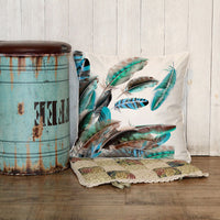 HKM-671187 Peacock Feather Ethnic Style Pillowcase with Polyester and PP Cotton Filling - 45x45cm