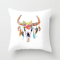 HKM-671187 Peacock Feather Ethnic Style Pillowcase with Polyester and PP Cotton Filling - 45x45cm