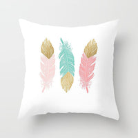 HKM-671187 Peacock Feather Ethnic Style Pillowcase with Polyester and PP Cotton Filling - 45x45cm