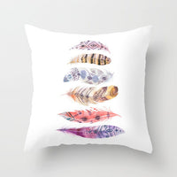 HKM-671187 Peacock Feather Ethnic Style Pillowcase with Polyester and PP Cotton Filling - 45x45cm