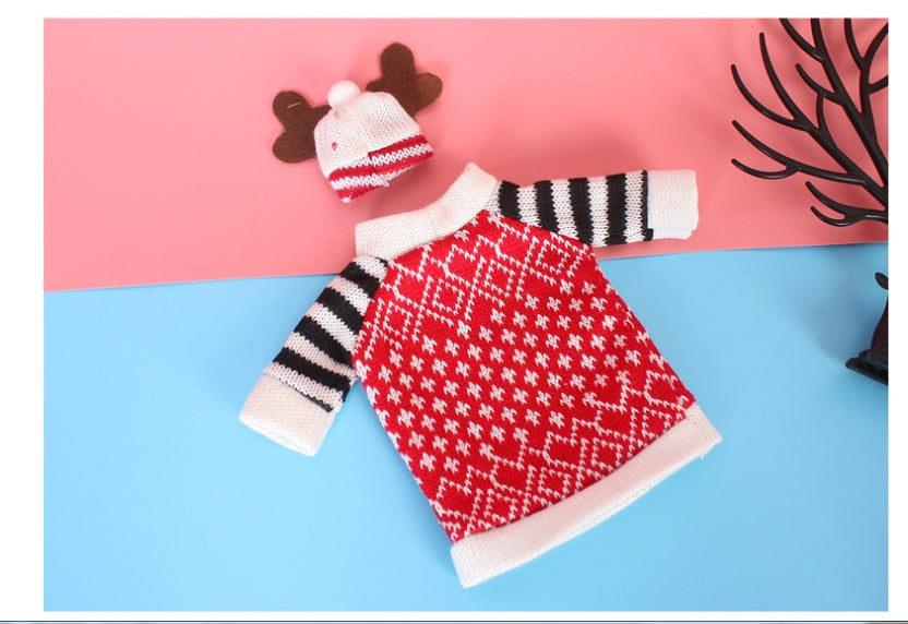 HKM-671251 Christmas Wine Bottle Sweater Set with Hat – Decorative Wine Bag for Holiday Celebrations
