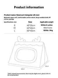 HKM-671251 Cozy Triangle Elk Nest for Cats and Dogs - Warm Winter Sleeping Bed