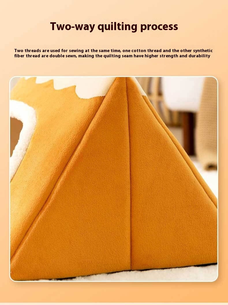 HKM-671251 Cozy Triangle Elk Nest for Cats and Dogs - Warm Winter Sleeping Bed