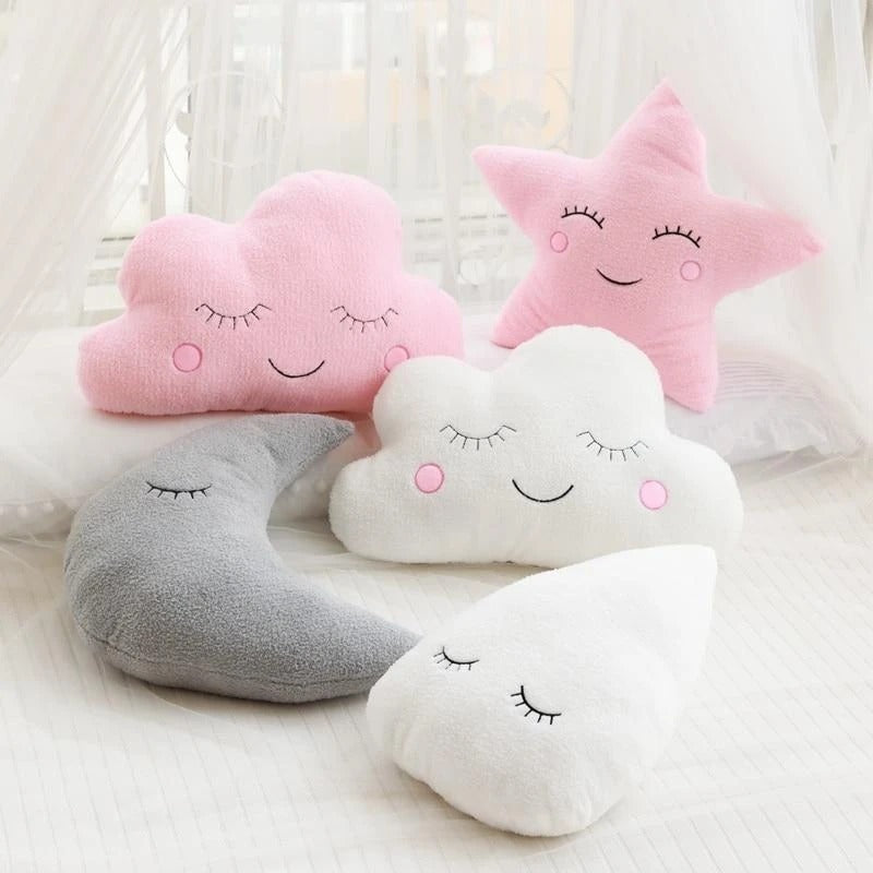 HKM-671251 Sky Series Plush Pillows - Soft Cotton-Filled Cloud, Star, Moon & Raindrop Designs