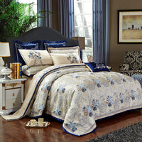 HKM-671443 High-Density Satin Cotton Jet Bedding Set with Embroidery - European and American Style