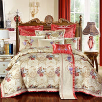 HKM-671443 High-Density Satin Cotton Jet Bedding Set with Embroidery - European and American Style