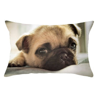 HKM-671507 Cute Pug Dog Pillowcase in Soft Plush Fabric with Invisible Zipper