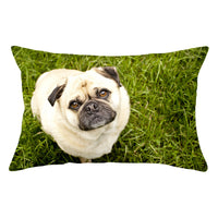 HKM-671507 Cute Pug Dog Pillowcase in Soft Plush Fabric with Invisible Zipper
