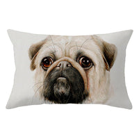 HKM-671507 Cute Pug Dog Pillowcase in Soft Plush Fabric with Invisible Zipper