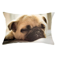 HKM-671507 Cute Pug Dog Pillowcase in Soft Plush Fabric with Invisible Zipper
