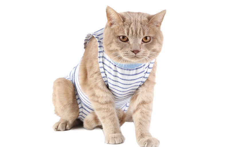 HKM-671571 Post-Surgery Cat Surgical Gown - Lightweight and Breathable Protection Against Licking and Biting