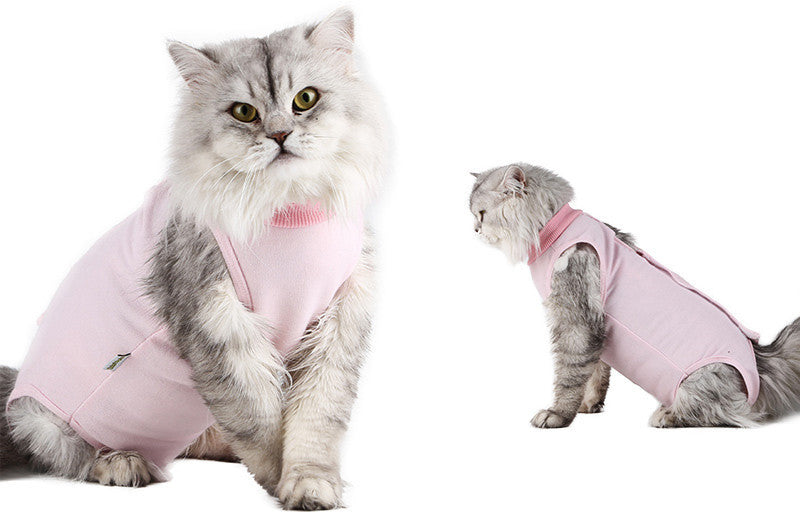 HKM-671571 Post-Surgery Cat Surgical Gown - Lightweight and Breathable Protection Against Licking and Biting