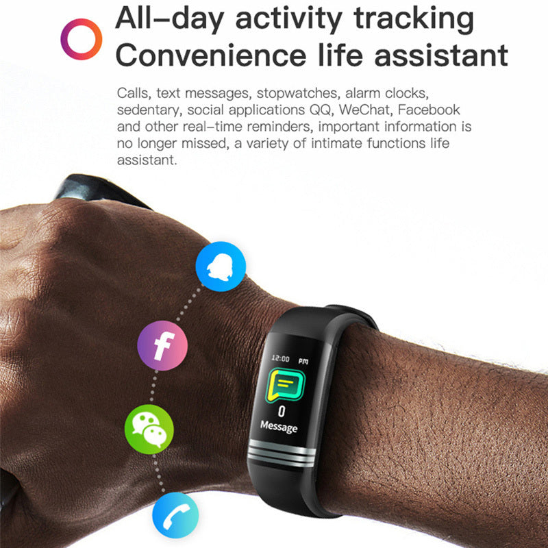 HKM-671635 Smart Body Temperature Bracelet with Step Counter and Health Monitoring Features - 1.14 Inch Touch Screen