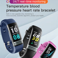 HKM-671635 Smart Body Temperature Bracelet with Step Counter and Health Monitoring Features - 1.14 Inch Touch Screen