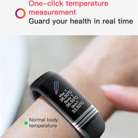 HKM-671635 Smart Body Temperature Bracelet with Step Counter and Health Monitoring Features - 1.14 Inch Touch Screen