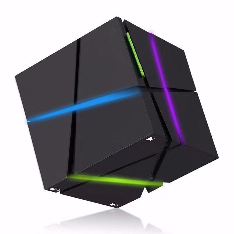 HKM-671827 Bluetooth Wireless Hi-Fi Cube Speaker with Built-In Battery, Radio, and TF Card Support