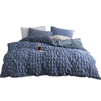 HKM-671891 Korean Style Girl's Heart Cotton Seersucker Bed Set - 4 Pieces in Green, White, Pink, Blue