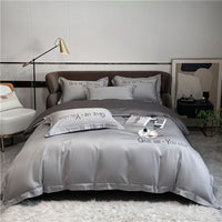 HKM-671955 Home Washed Silk 4-Piece Bedding Set in Solid Colors - Includes Quilt Cover, Bed Sheets, and Pillowcases