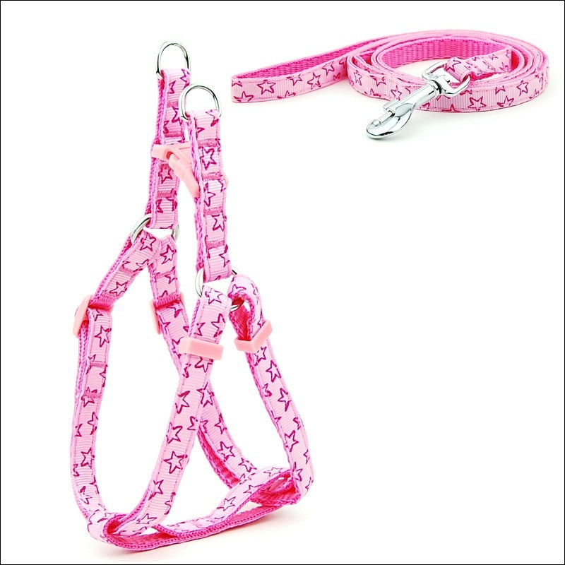 HKM-671955 Polka Dot Pet Chest Harness and Leash for Small to Medium Dogs - Multiple Colors Available