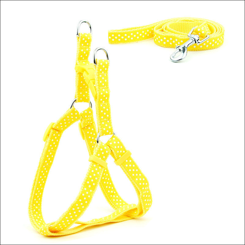 HKM-671955 Polka Dot Pet Chest Harness and Leash for Small to Medium Dogs - Multiple Colors Available