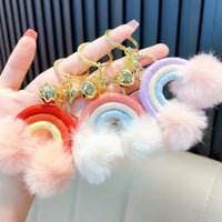 HKM-671955 Rainbow Fur Ball Cartoon Keychain for Bags and Cars - Plush Keychain Pendant for All Ages