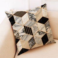 HKM-672019 Marble Pattern Cotton and Linen Pillowcase, Super Soft Velvet Cushion Cover, 45x45cm