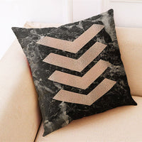 HKM-672019 Marble Pattern Cotton and Linen Pillowcase, Super Soft Velvet Cushion Cover, 45x45cm