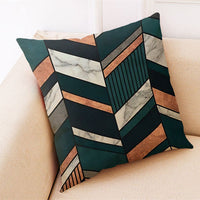 HKM-672019 Marble Pattern Cotton and Linen Pillowcase, Super Soft Velvet Cushion Cover, 45x45cm