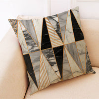 HKM-672019 Marble Pattern Cotton and Linen Pillowcase, Super Soft Velvet Cushion Cover, 45x45cm
