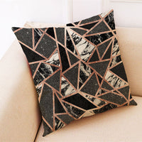 HKM-672019 Marble Pattern Cotton and Linen Pillowcase, Super Soft Velvet Cushion Cover, 45x45cm