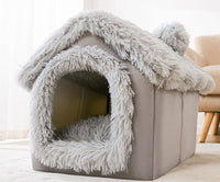 HKM-672083 Cozy Semi-closed Pet Nest with Removable Washable Coral Fleece Cushion