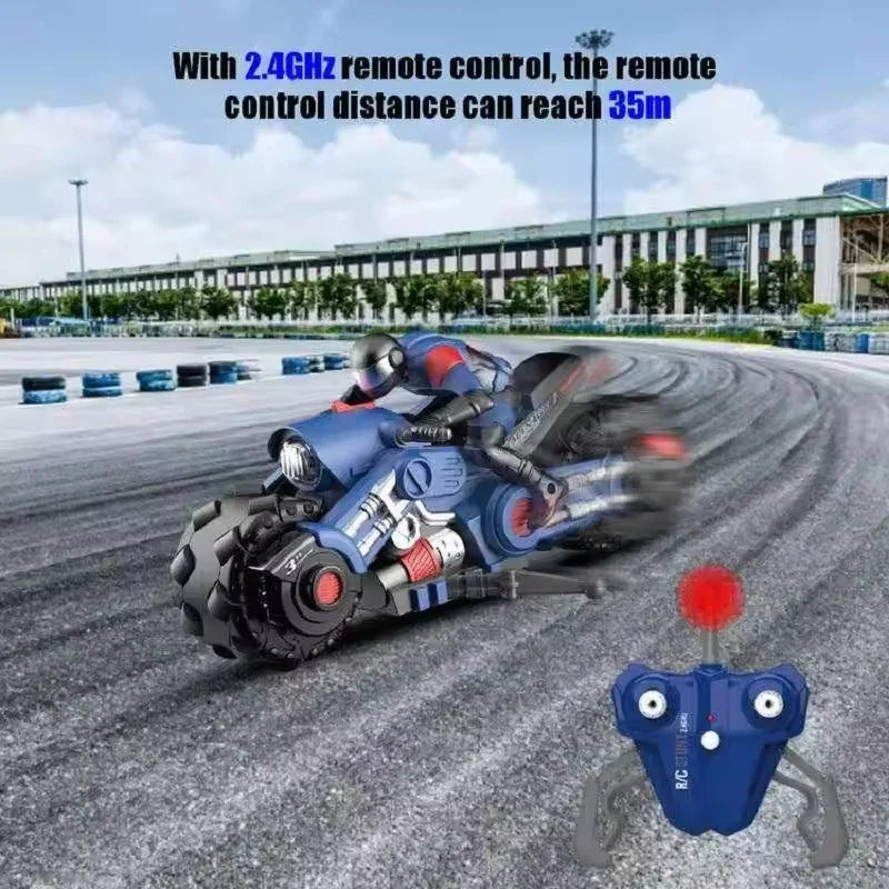 HKM-672083 Remote Control Stunt Drift Motorcycles for Kids, 1/10 Scale, Ages 2-13, ABS Plastic