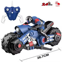 HKM-672083 Remote Control Stunt Drift Motorcycles for Kids, 1/10 Scale, Ages 2-13, ABS Plastic