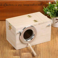 HKM-672211 Natural Wooden Birdhouse - Modern Hanging Nest with Polished Surface and Solid Color Design
