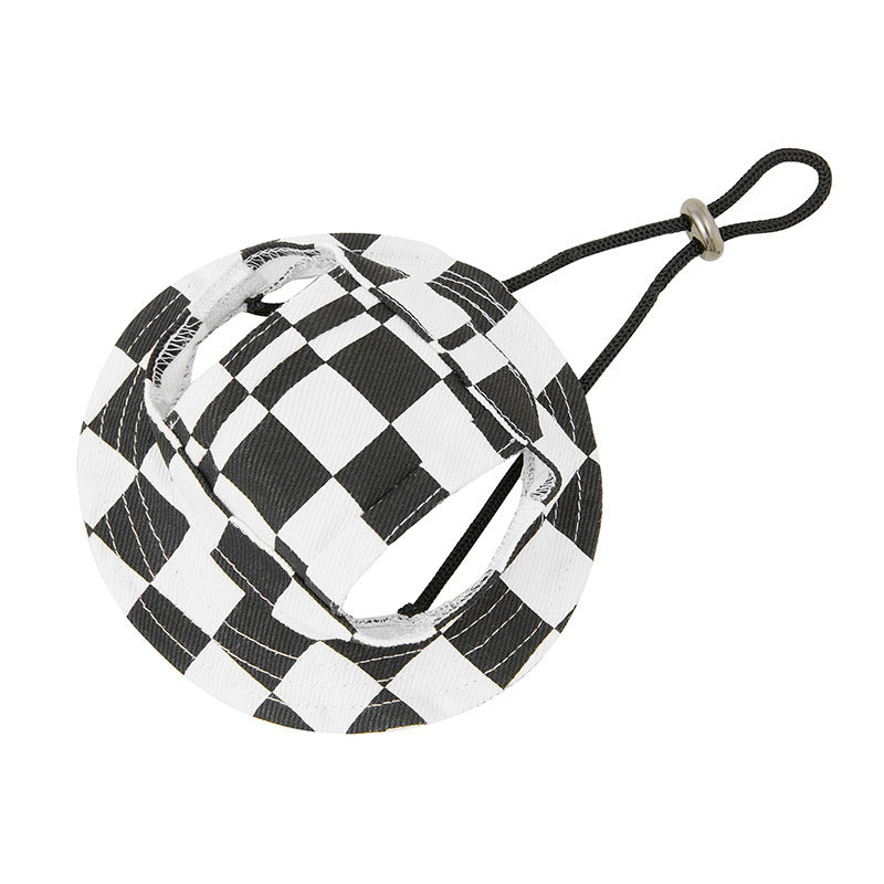 HKM-672275 Sun-Proof Cotton Bucket Hat for Pets in Plaid Patterns