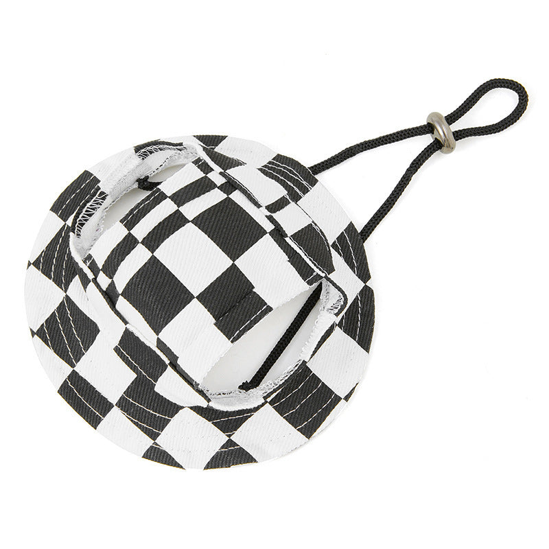HKM-672275 Sun-Proof Cotton Bucket Hat for Pets in Plaid Patterns