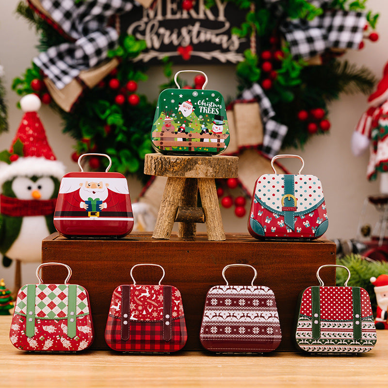 HKM-672403 Christmas Mini Handbag Candy Storage Box in Wrought Iron – Decorative Metal Containers