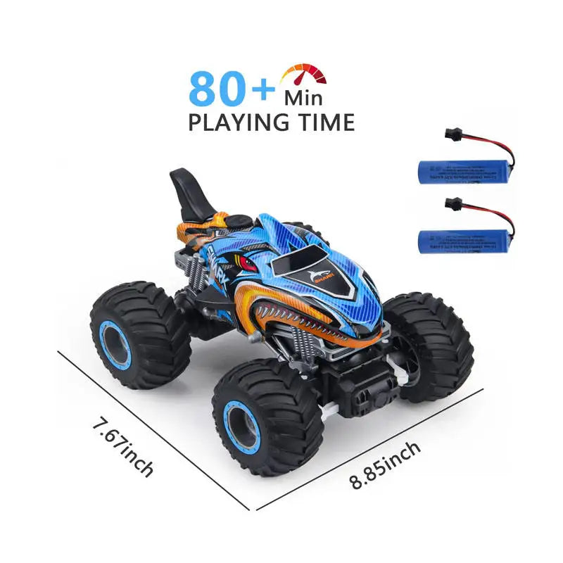 HKM-672531 RC Shark Stunt Car Toy with Lights and Music - 2.4G Remote Control for Kids, Indoor/Outdoor Fun