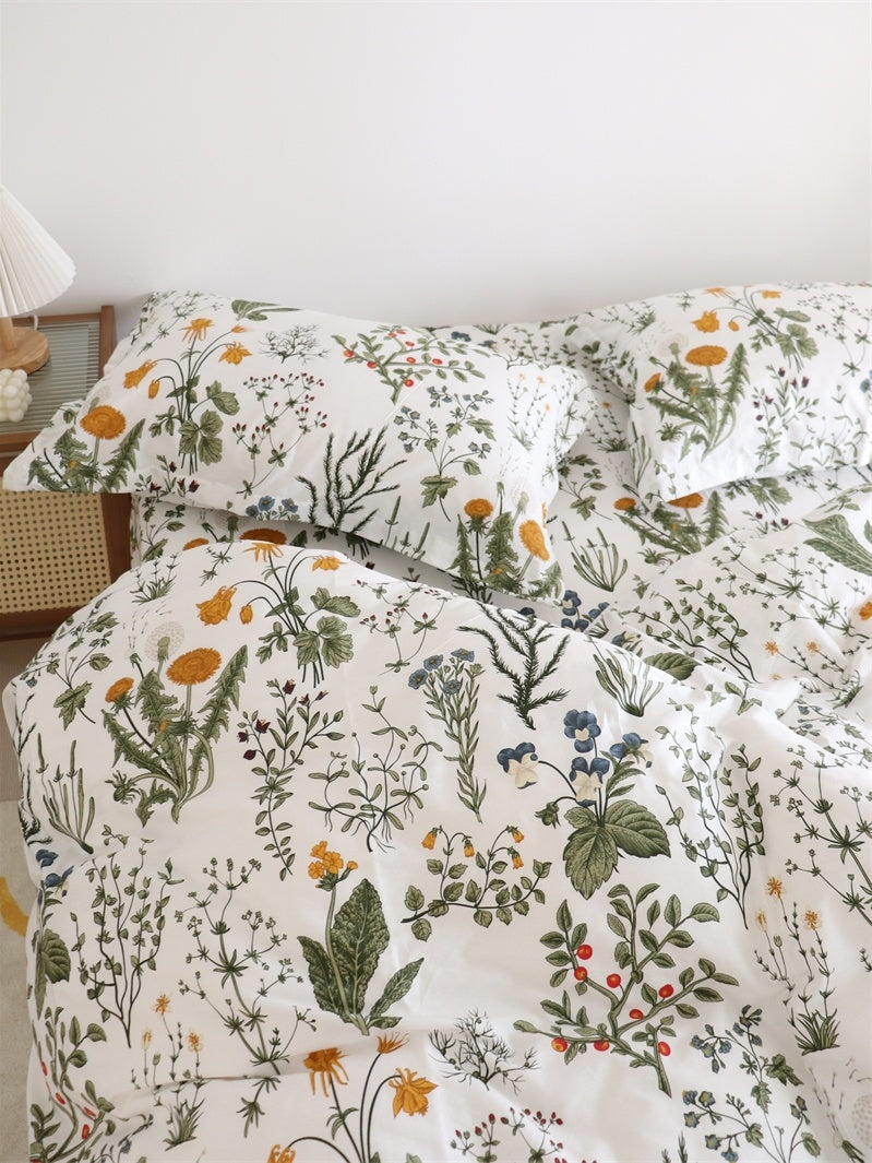 HKM-672595 Dandelion Floral Pure Cotton Bed Sheets Set in Multiple Sizes