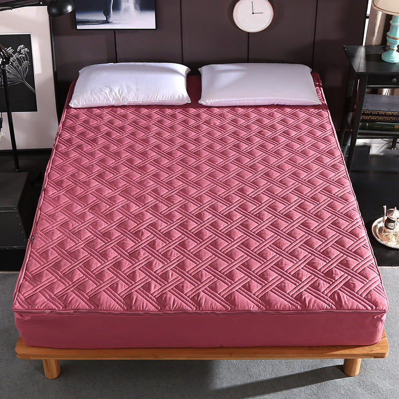HKM-672595 Solid Color Brushed Polyester Zipper Bedspread - Modern Simple Design