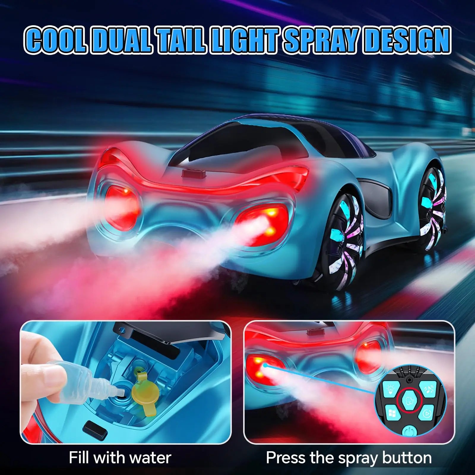 HKM-672915 Remote Control Drift Car with Unique Spray Features – 11 Channels, 4x4 Electric, Ready-to-Go, Suitable for Ages 2 and Up