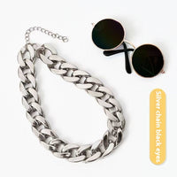HKM-672979 Gold and Silver Cat Collar with Sunglasses Ornament