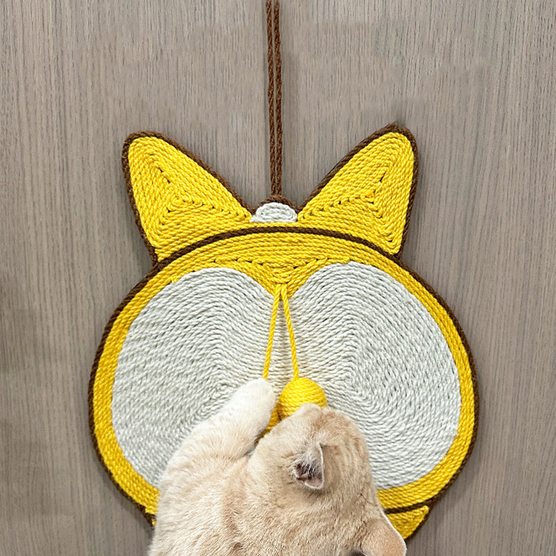 HKM-673107 Adorable Corgi Butt Sisal Cat Scratching Pad with Anti-slip Base and Hanging Option
