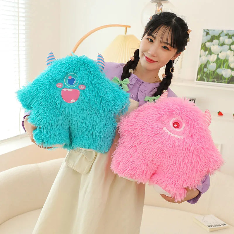 KTX-673107 Colorful Big-Eyed Monster Plush Toy with Long Hair - Cute Stuffed Animal for All Ages (45-65cm)