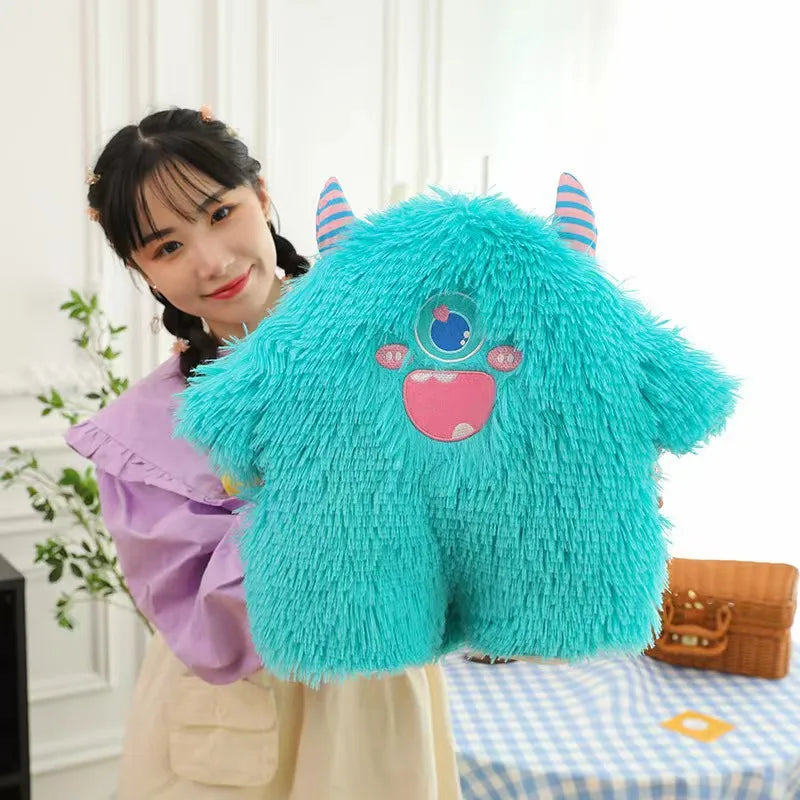 KTX-673107 Colorful Big-Eyed Monster Plush Toy with Long Hair - Cute Stuffed Animal for All Ages (45-65cm)