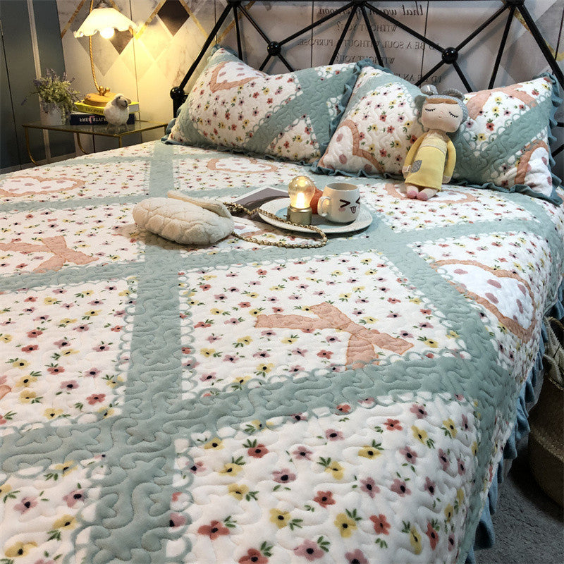 HKM-673107 Sunflower Cartoon Animation Three-Piece Bed Cover Set with Pillowcases for 1.2/1.5m and 1.8/2.0m Beds