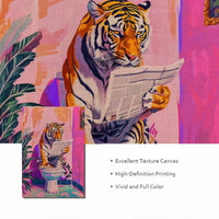 HKM-673363 Funny Jungle Tiger Toilet Poster - Canvas Wall Art for Bathroom, Modern 20x30cm to 60x90cm Sizes