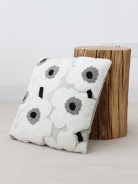 HKM-673427 Embroidery Flower Design Cushion Cover for Living Room - Black and White, 43x43cm