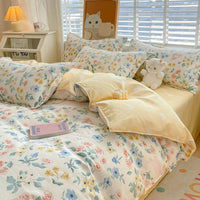 HKM-673427 Pure Cotton Four-Piece Sheet Set with Stripe, Geometric, and Cartoon Patterns