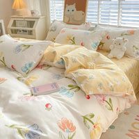 HKM-673427 Pure Cotton Four-Piece Sheet Set with Stripe, Geometric, and Cartoon Patterns